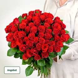 Blumen und Präsente von FloraPrima. Angebot "60 rote Rosen im Bund" ab 49.99 zzgl. Lieferung.